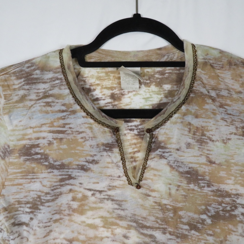 Great‎ White T Company Tunic Top Women's Short Sleeve Brown Beige Patterned - Picture 2 of 8